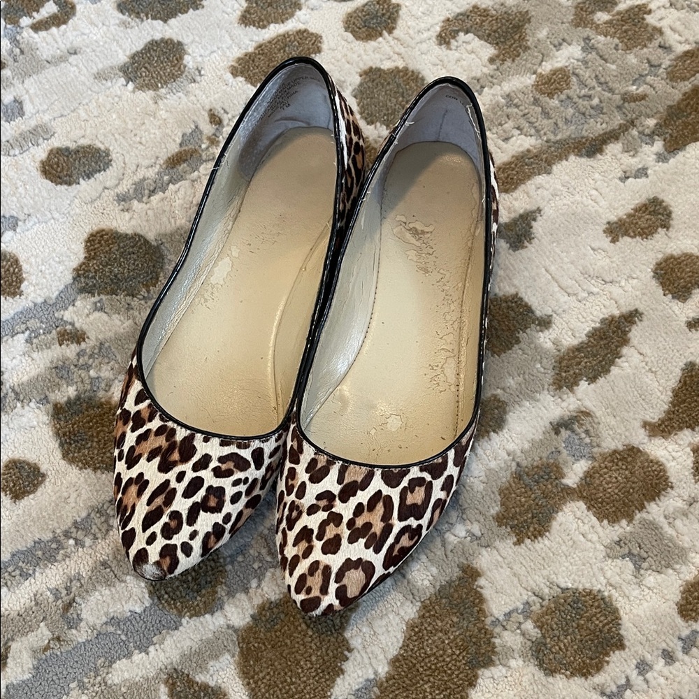 Nine West Leopard Print Calf Hair Flats Size 7 Almond Toe Slip On